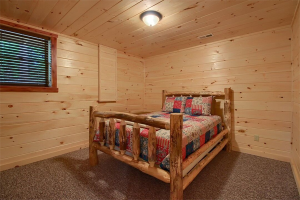 log wood bed, window
