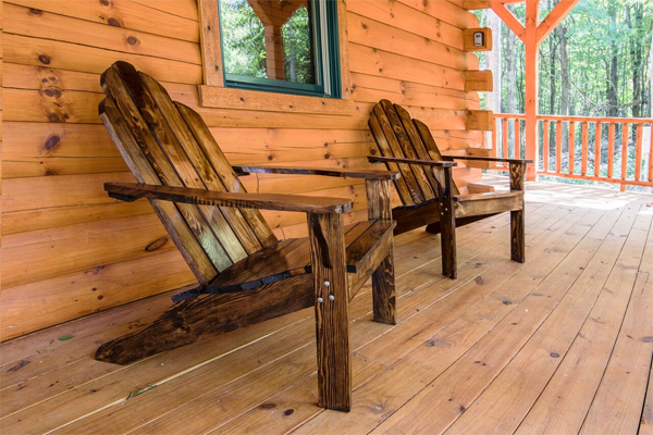 wood chairs on porch