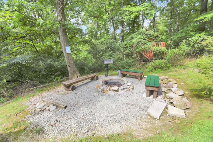 Bearadise Ridge Cabin — private walking trail and fire ring in the woods