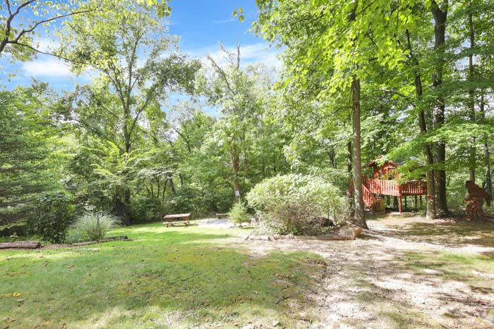 Bearadise Ridge Cabin — private walking trail and fire ring in the woods