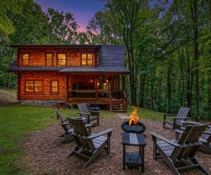 dark wooded two story cabin