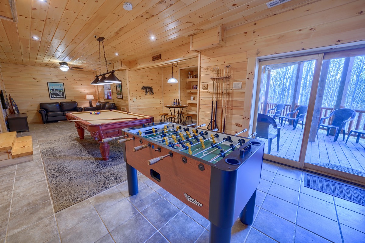 game room in basement
