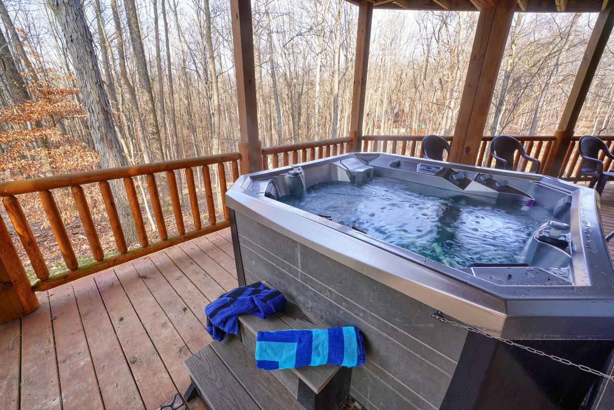 hot tub on covered porch