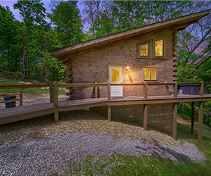 walkway leading up to cabin