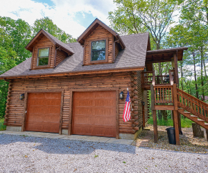 tall cabin with side walkout stairs