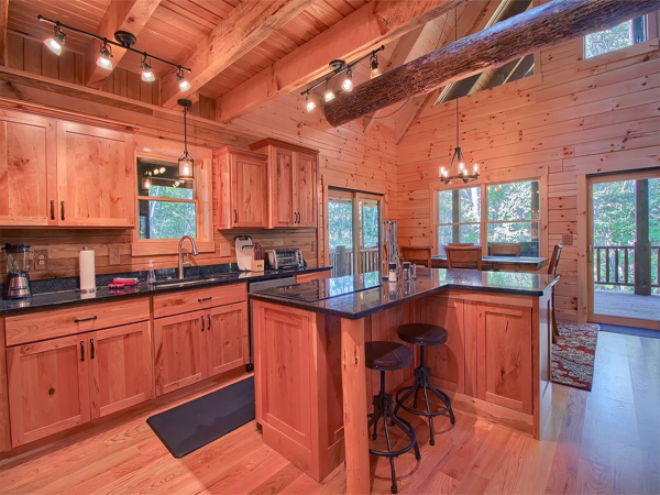 Homely log cabin kitchen with a rustic feel