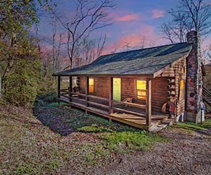 side view of front porch of cabin