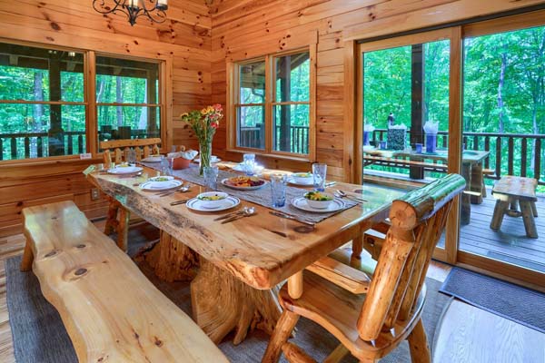 log dining room table and chairs