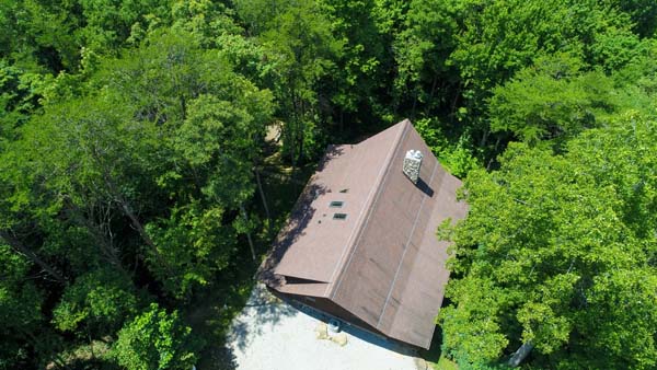 drone view of top of cabin