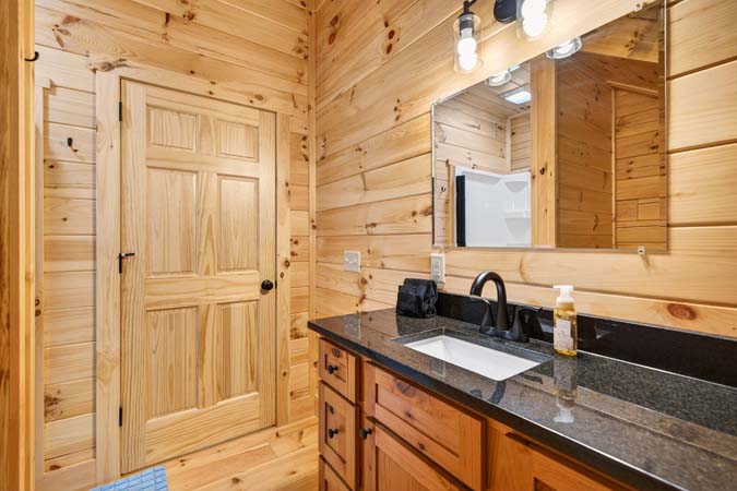 Comfortable guest bedroom for cabin visitors