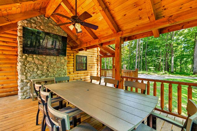 Large television and recreation amenities for guests