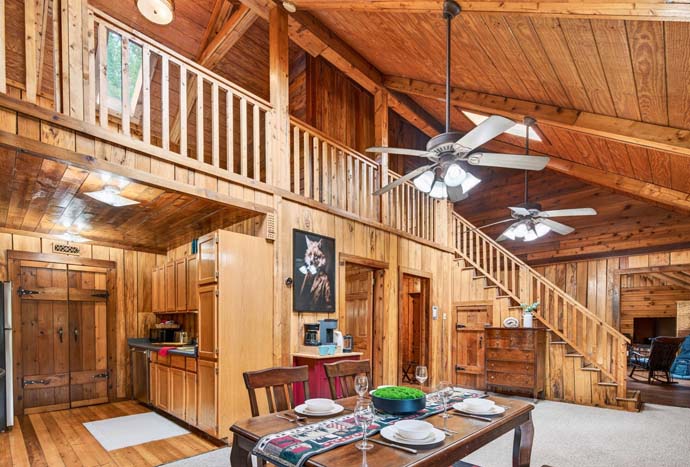 Screen room seating at private cabin