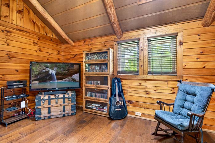 Cozy cabin interior with rustic charm