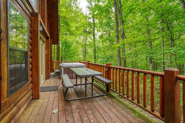 Wooden deck with panoramic mountain views