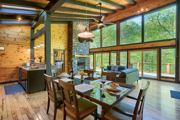 Nature-inspired decor enhancing the cabin's ambiance