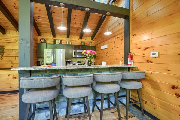 Charming log cabin kitchen with natural elements