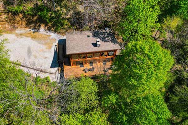 drone view of top of cabin