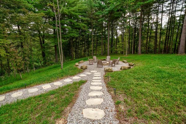 Outdoor seating area with scenic views at Rock Ridge cabin