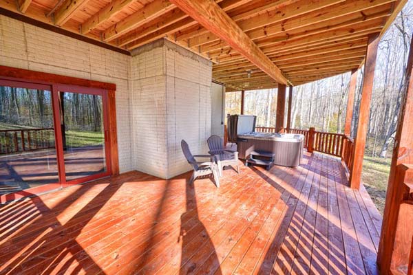 Tranquility and peace on the log cabin deck