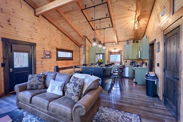 Serene ambiance in the log cabin living room