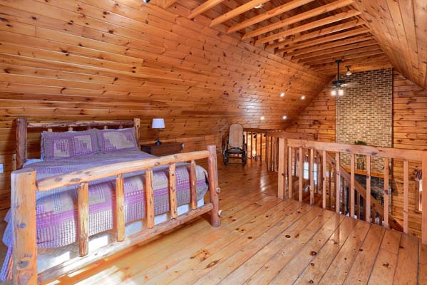 Tranquil escape in the log cabin bedroom