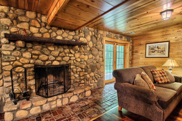 Comfortable log cabin gathering area