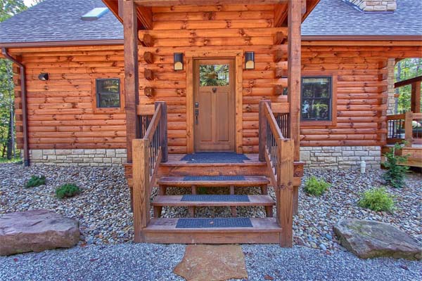 stairs to front door of cabin
