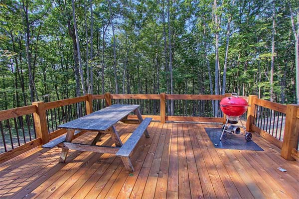 Cabin deck for outdoor dining and gatherings