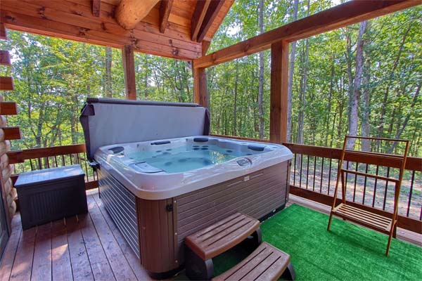 hot tub on covered deck