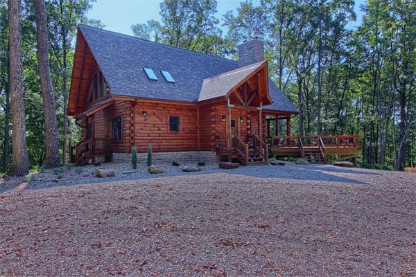 Picturesque log cabin facade