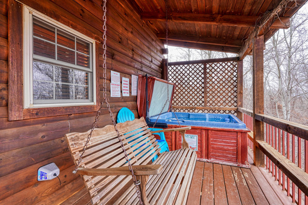 porch swing and hot tub