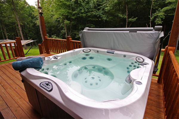 uncovered hot tub
