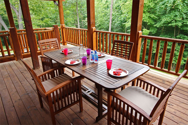 dining table seats 4 on deck