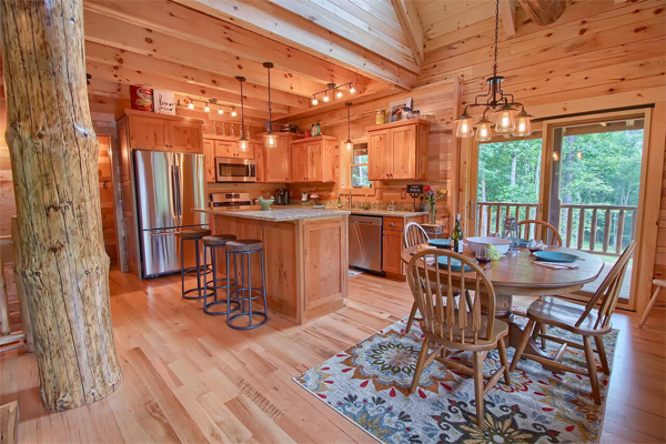 Cozy and inviting log cabin kitchen design