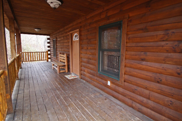 Tranquil retreat on the log cabin deck