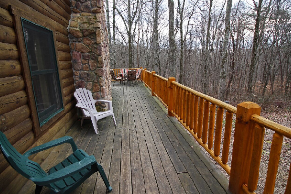 Serenity and serenade on the log cabin deck