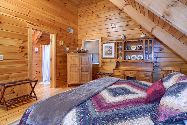 Relaxing log cabin family room