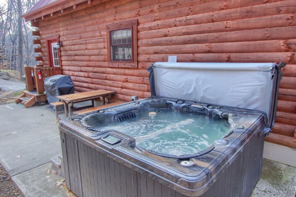 Hot tub for ultimate relaxation at Ridgeback Cabin