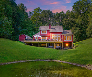 red cabin in the wood
