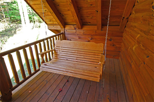 wooden porch swing
