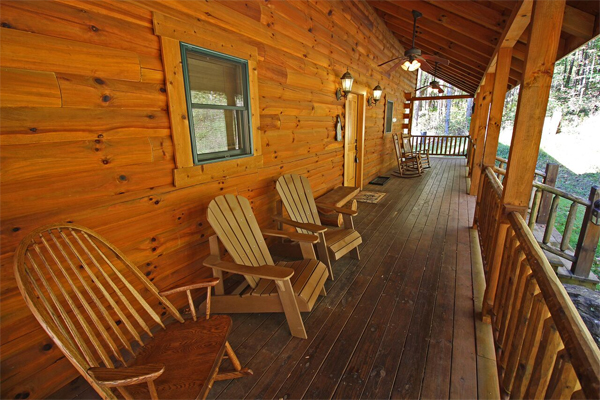 Tranquil retreat on the log cabin deck